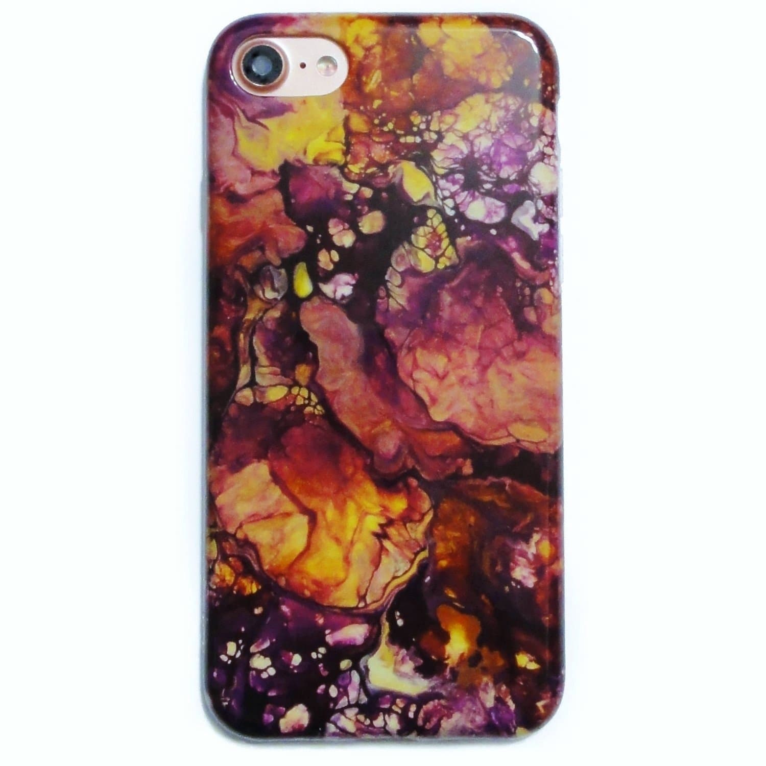 iPhone 7 Case, CaseCarnival Slim Shockproof TPU IMD Glossy iPhone 7 Cases Shockproof Protective TPU Soft Marble Case for iPhone 7 4.7 inch - Crimson Purple Galaxy