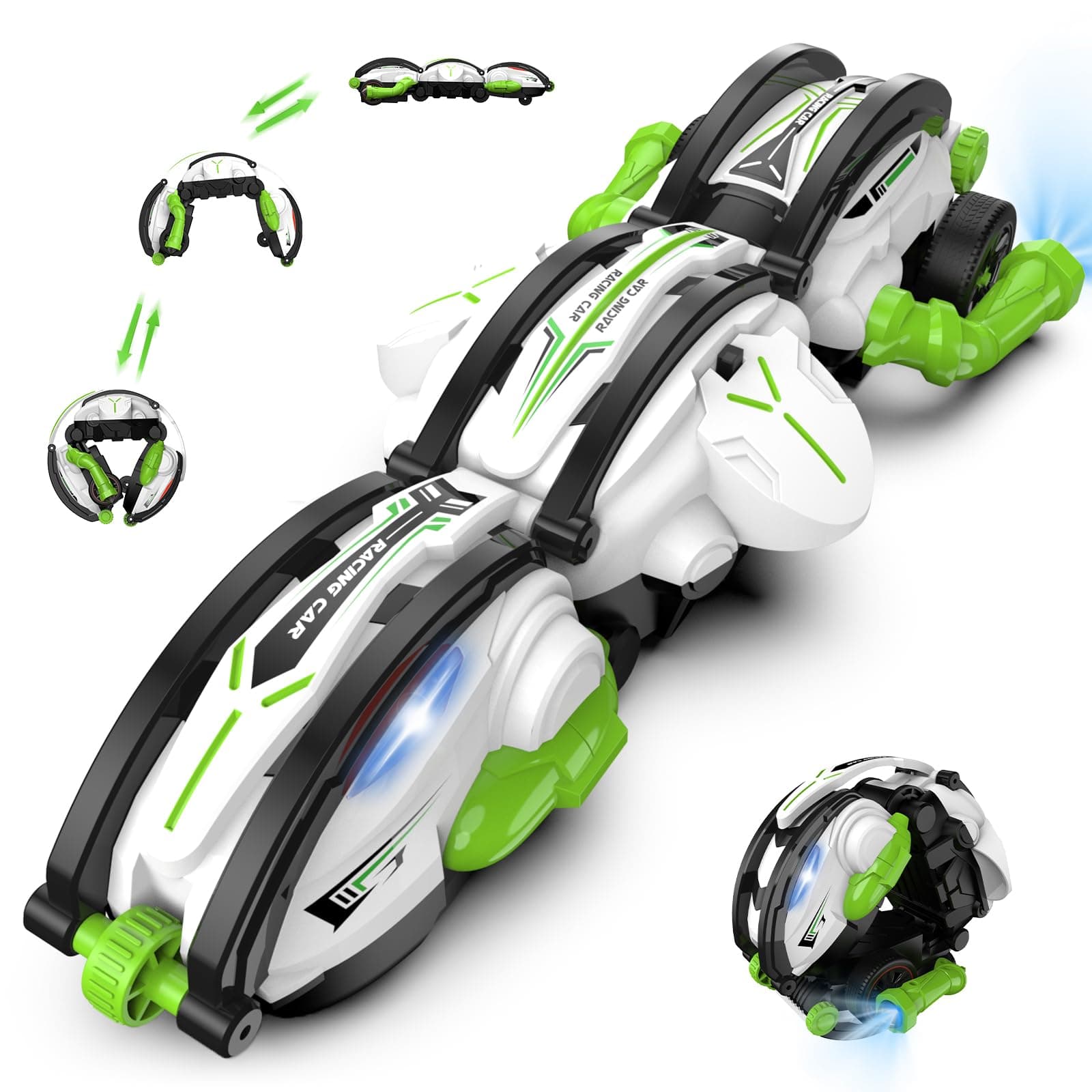 RC Stunt Snake Car with LED Lights—Remote Control Car Snake 360° Rolling ，2 Batteries 60+min，Indoor/Outdoor Toys for Kids Ages 6+，Gifts for Christmas Birthday