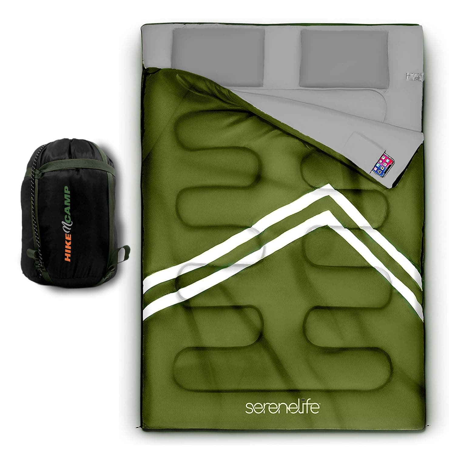 Backpacking Sleeping Bag Camping Gear - Double Sleeping Bag for Adults/Teens W/ 2 Pillows, Bag - Outdoor Lightweight Weather Proof Sleeping Bags for Camping, Backpacking, Hiking SLSBX9