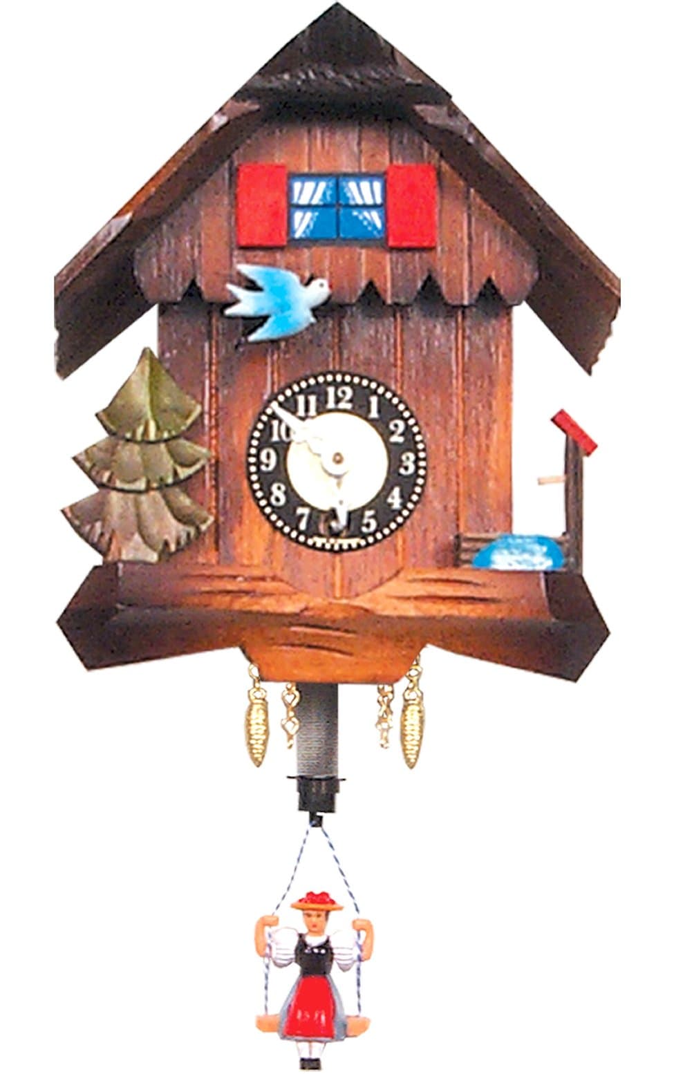 Alexander Taron Importer 41 Engstler Key Wound Clock-Mini Size-6" H x 5" W x 3.5" D, Brown