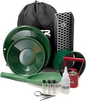 ASR Outdoor Lightweight Backpack Gold Panning Kit with Mini Aluminum Sluice Box, 14 Pack
