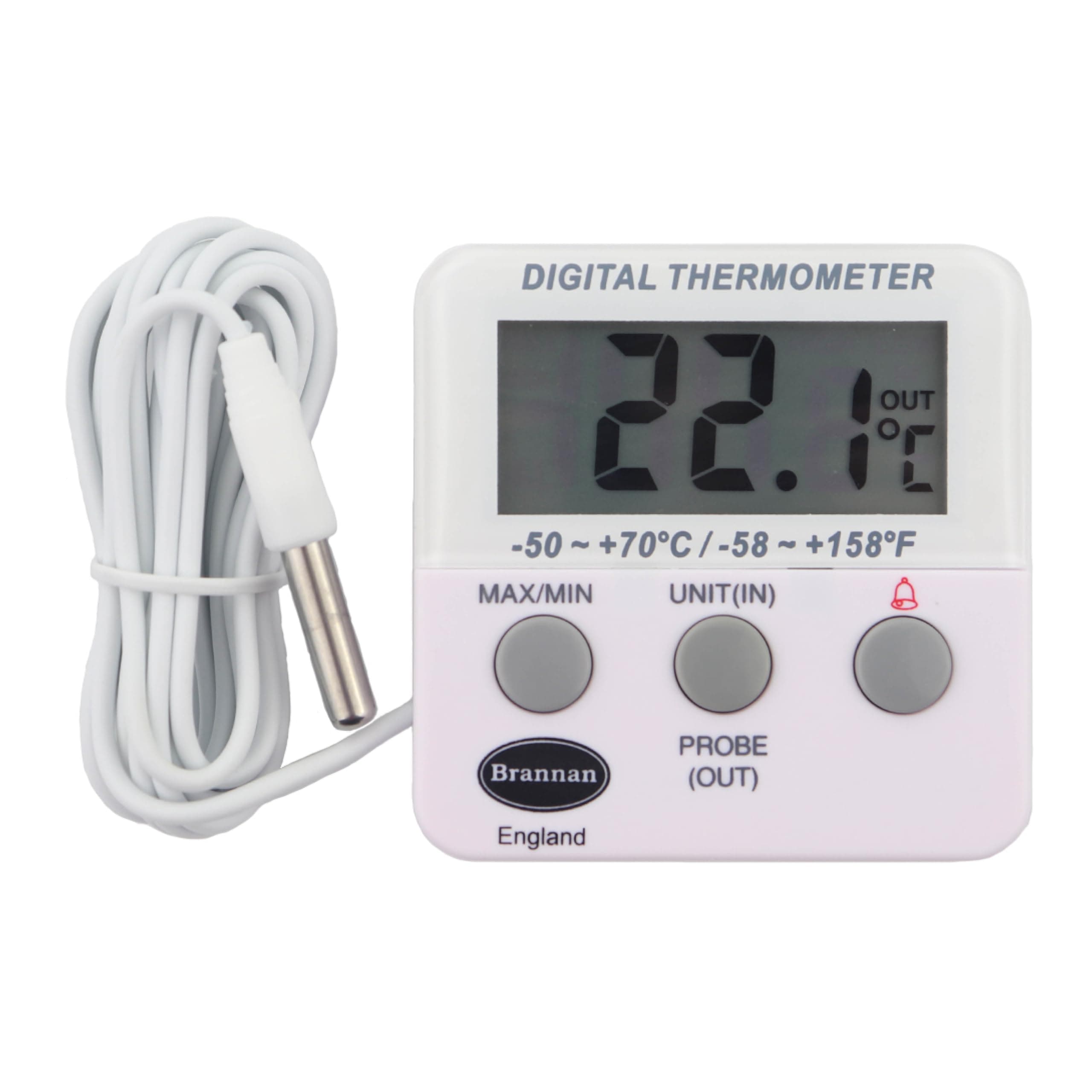 Digital fridge or freezer thermometer with alarm