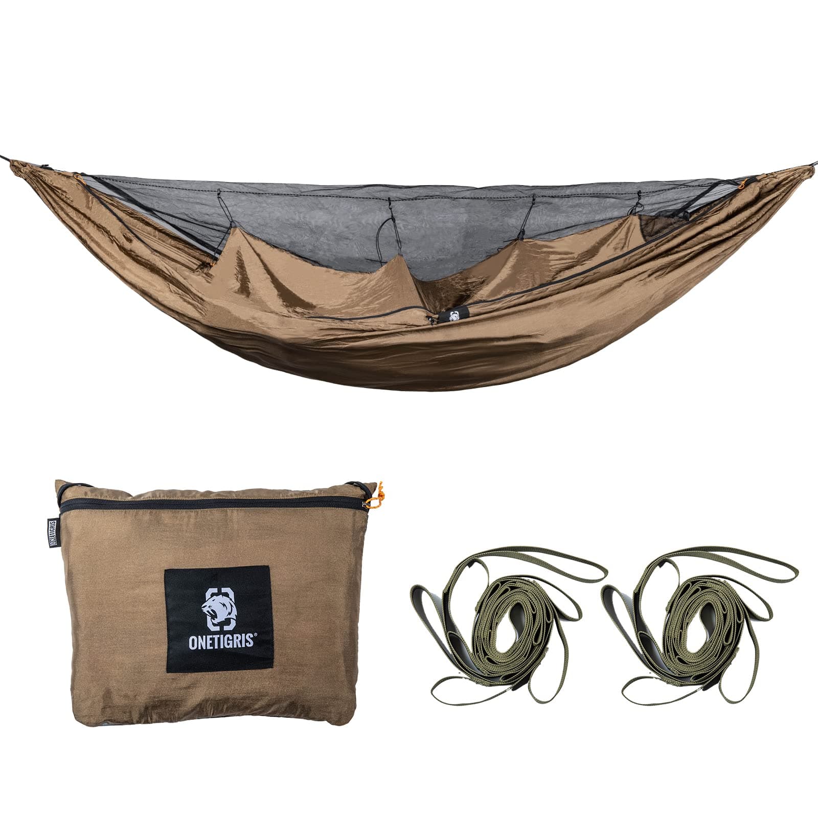 KOMPOUND Camping Hammock with Net, Lightweight Portable Hammock with Warm Internal Cover & Tree Friendly Straps for Backpacking, Camping, Hiking, Travel, Beach, Backyard