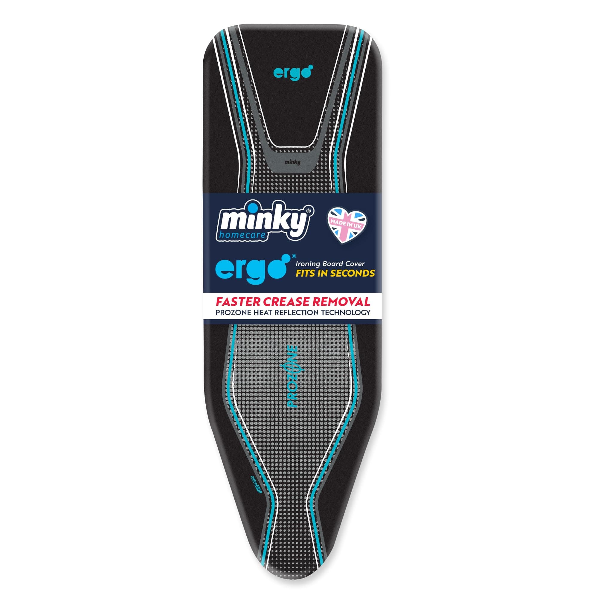 Minky Ergo Extra Thick Elasticated Replacement Ironing Board Cover, Black, 122 x 38cm