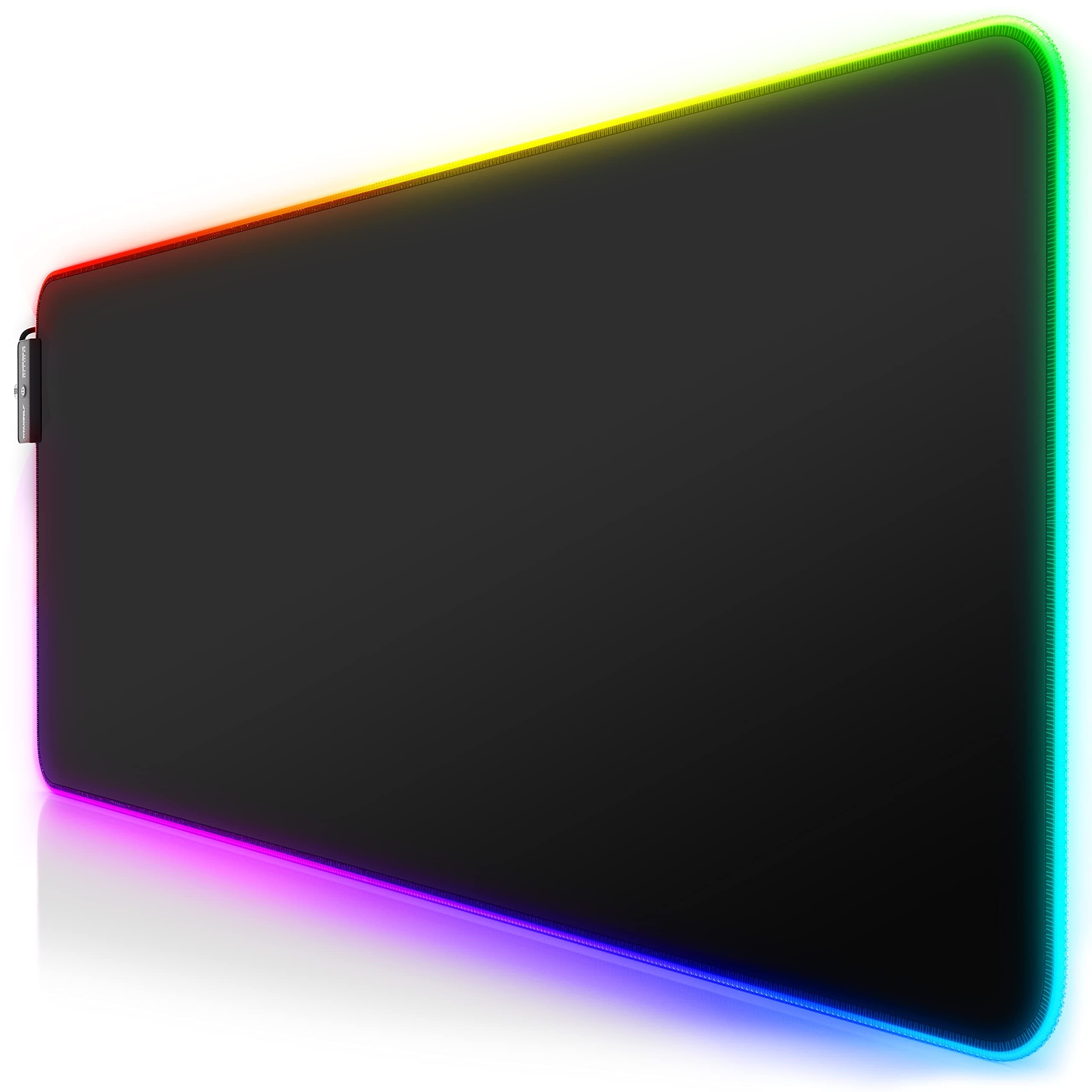 TITANWOLF CSL-Computer RGB gaming mouse pad - LED desk pad - 800x300 mm - XXL mousepad - LED multi color - 11 lighting modes - 7 LED colors plus 4 effect modes - washable - black