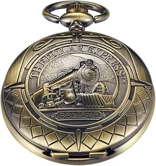 Vintage Mechanical Men's Pocket Watch, Roman Dial Clock Hand Wind Pocket Watch for Men with FOB Chain Gift