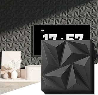 Art3d 3D Wall Panels 20 Pack, 11.8" x 11.8" (19 Sq.ft) PVC Wall Panels, Glue Up Wall Decor for Living Room, Bedroom, Office, Black