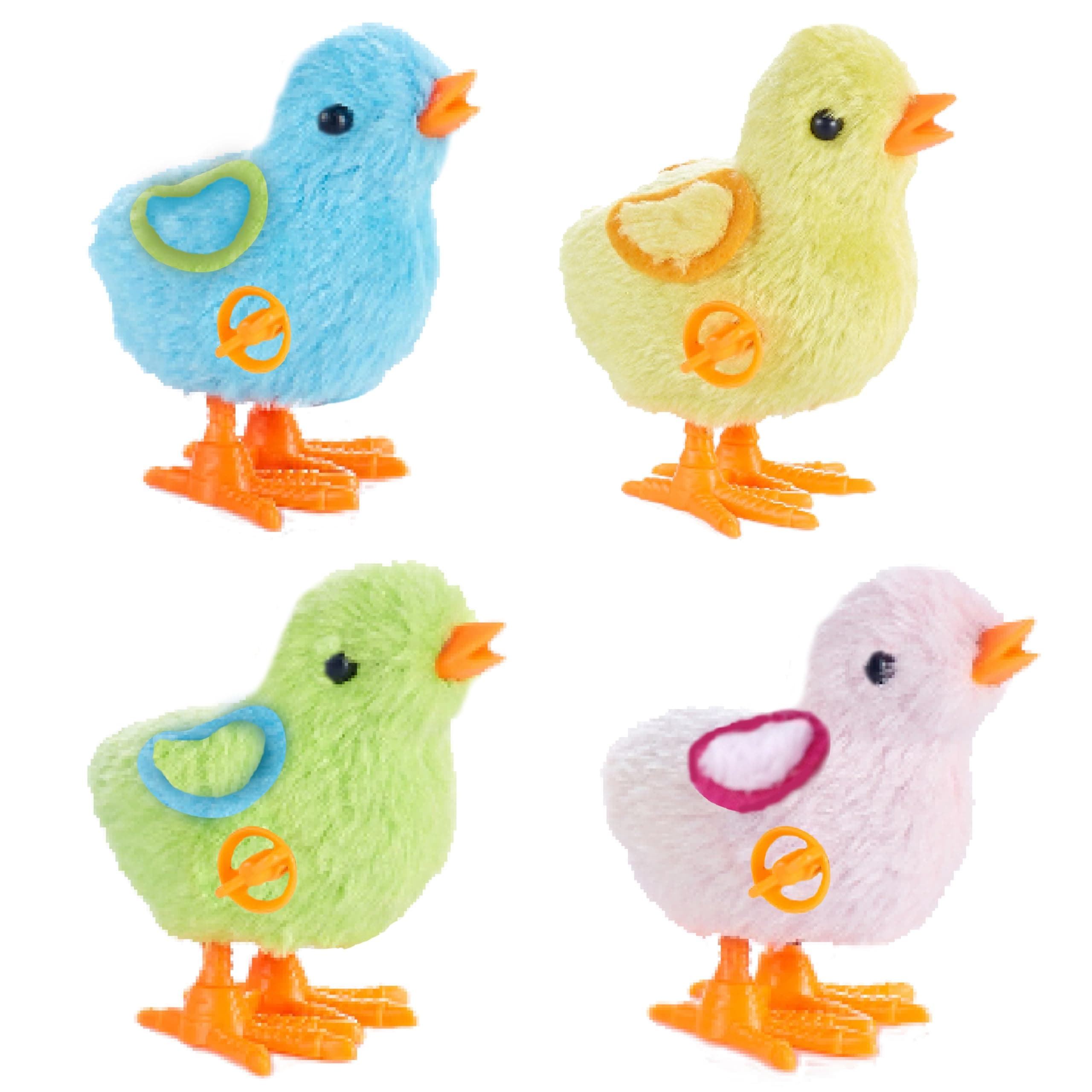 4Pack Easter Jumping Chick Wind Up Plush Toys for Toddlers Kids, Hopping Chick for Easter Bonnet Egg Hunt Toy Basket Fillers Gifts(4inch)