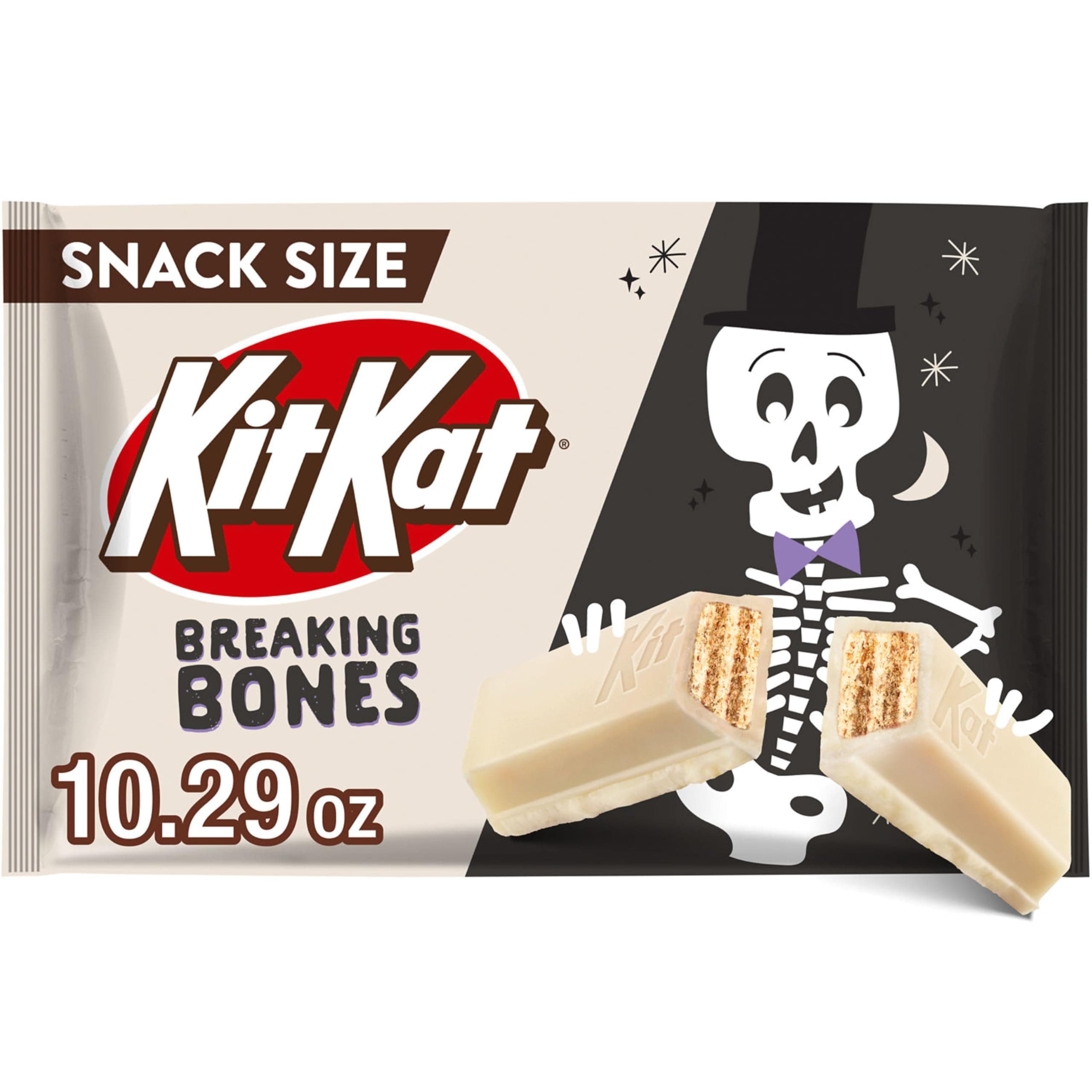 KIT KAT Breaking Bones White Creme Snack Size Wafer Candy Bars, Halloween, 10.29 oz Bag