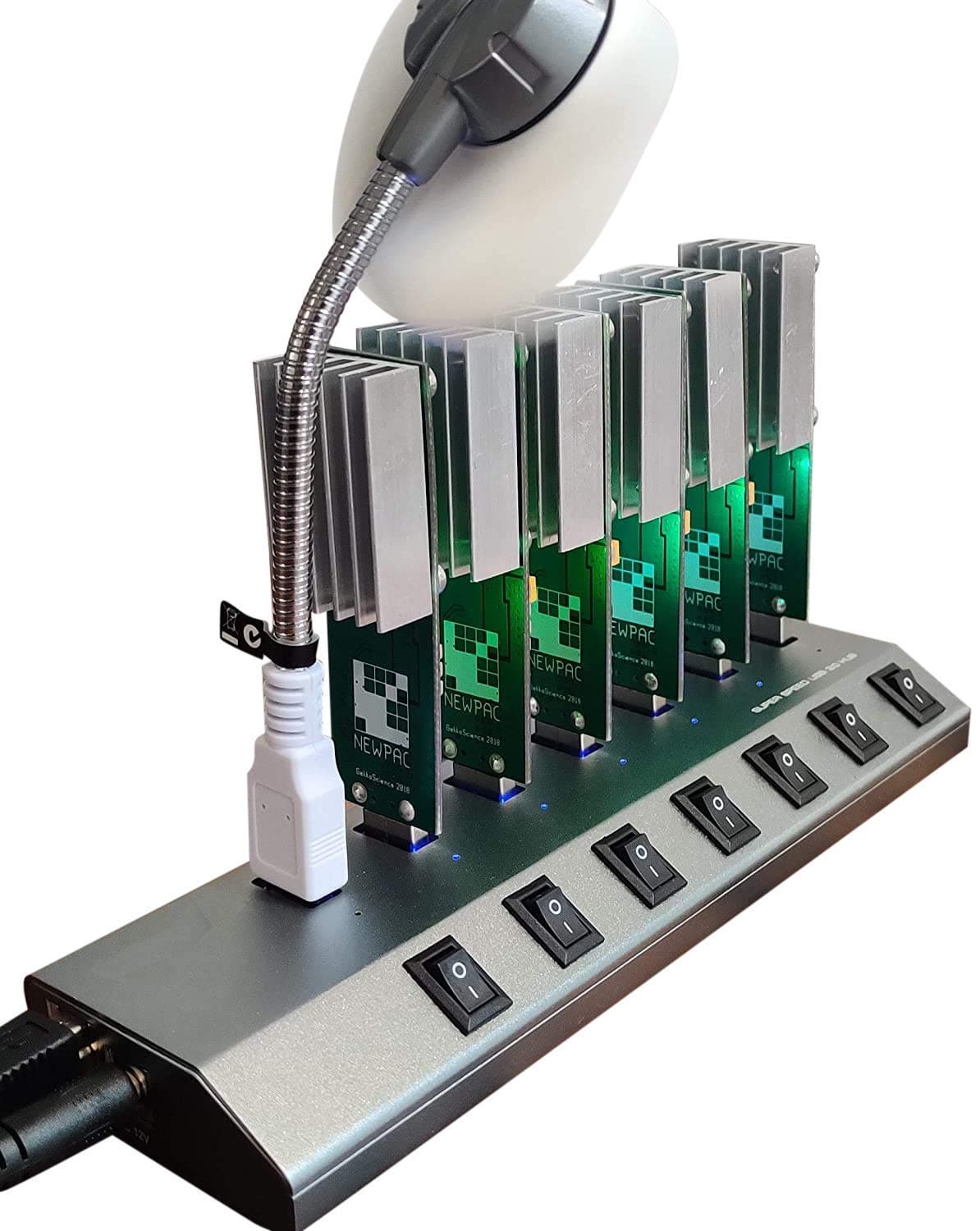 Powered 7-Port USB 3.0 Hub, Upgraded 65W Compatible with Newpac, Twopac, Moonlander, Antminer US Plug - USB Miner NOT Included