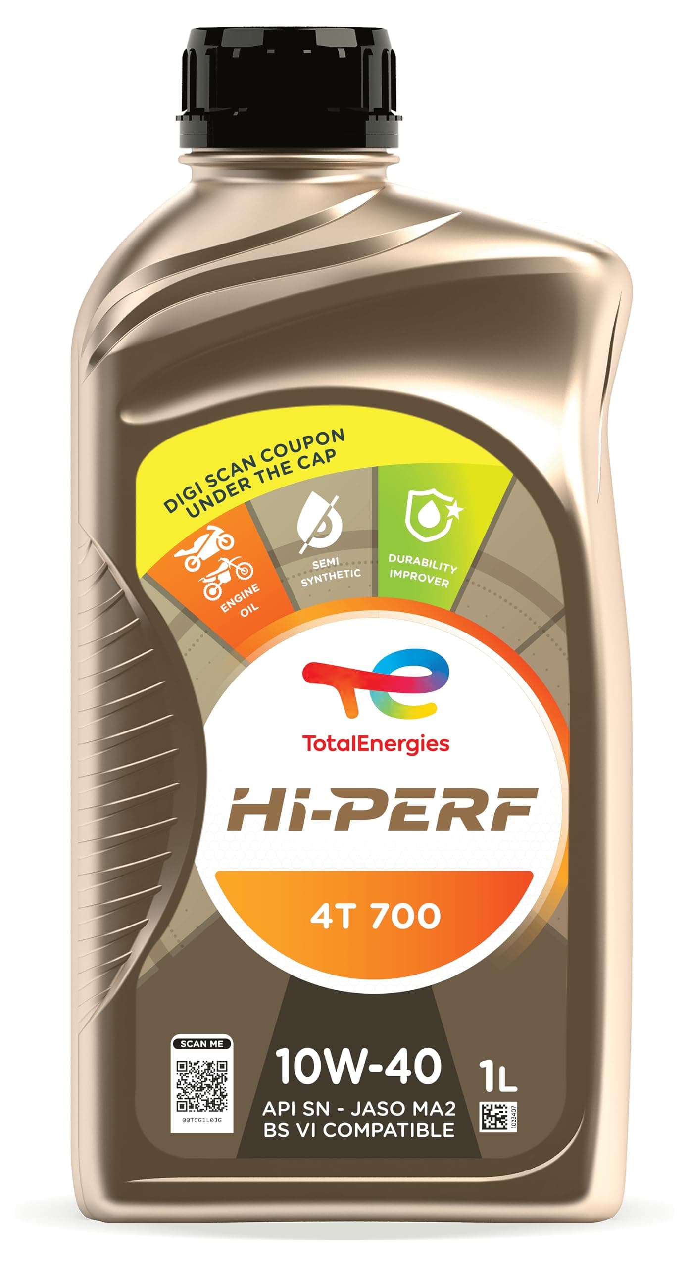 Hi-Perf 4T 700 10W-40 API SN JASO MA2 Engine Oil For Motorcycles (1L)