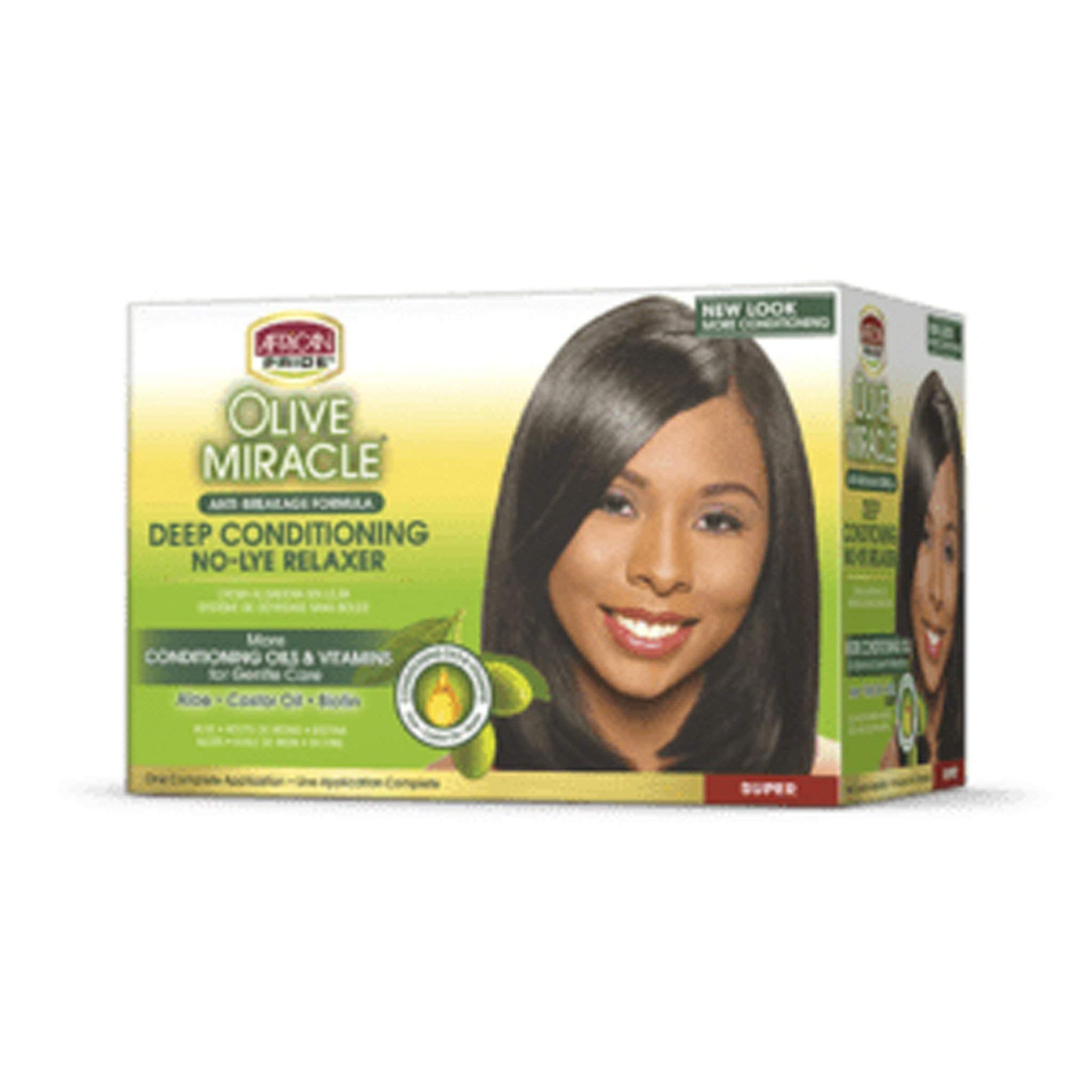 African Pride Olive Miracle Deep Conditioning No-lye Relaxer Kit, Super