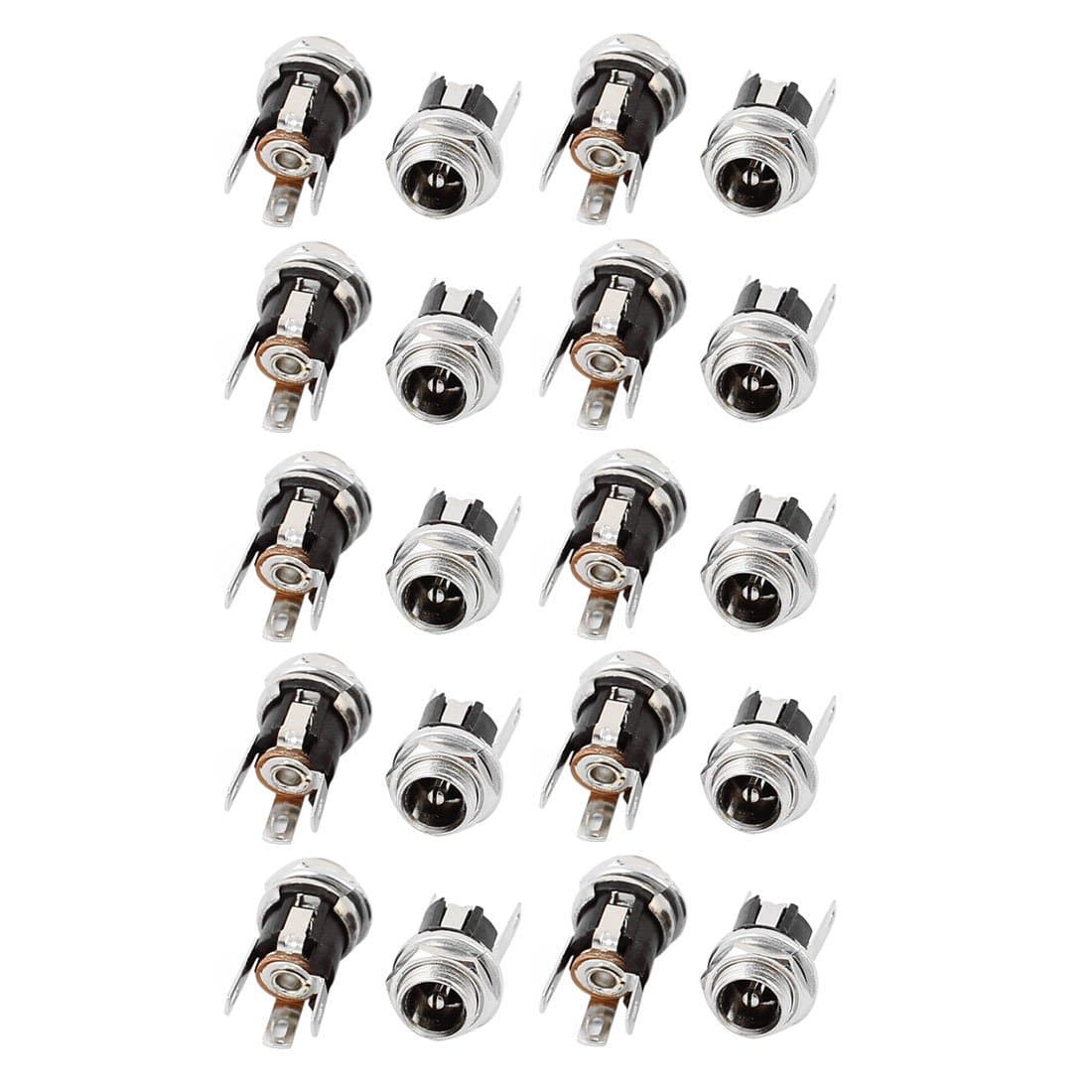 ELECTROPRIME 20Pcs 5.5mm x 2.1mm 3 Terminals DC Power Socket Mount Connector W Nuts DC-053A