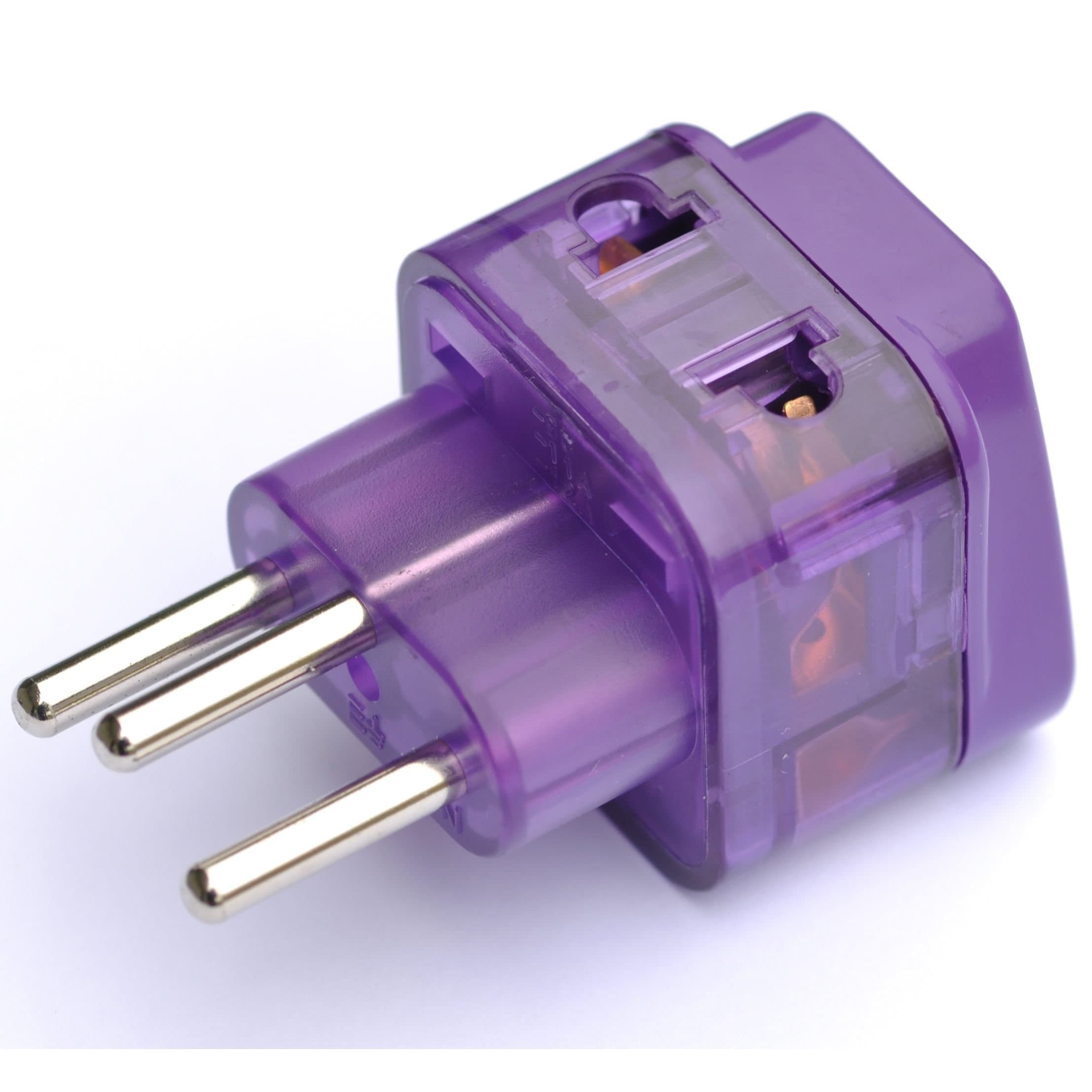 Power Travel Adapter Plug [with Built-in Surge Protector and 2 Plug-in Ports] for Italy, Chile, Uruguay