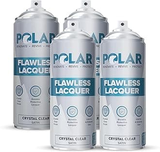 Polar Flawless Lacquer Spray - 4x400ml, Clear - Protective Coating for Wood, Ceramic, Glass, Plastic & Metal - Scratch Resistant & UV Protection - Primer for DIY, Interior & Exterior - Satin Finish