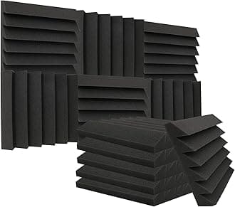12 Pack Acoustic Foam Panels Studio Soundproofing Wedges 20"x20"x2" Noise Dampening Sound Insulation for Home Ceiling, Black