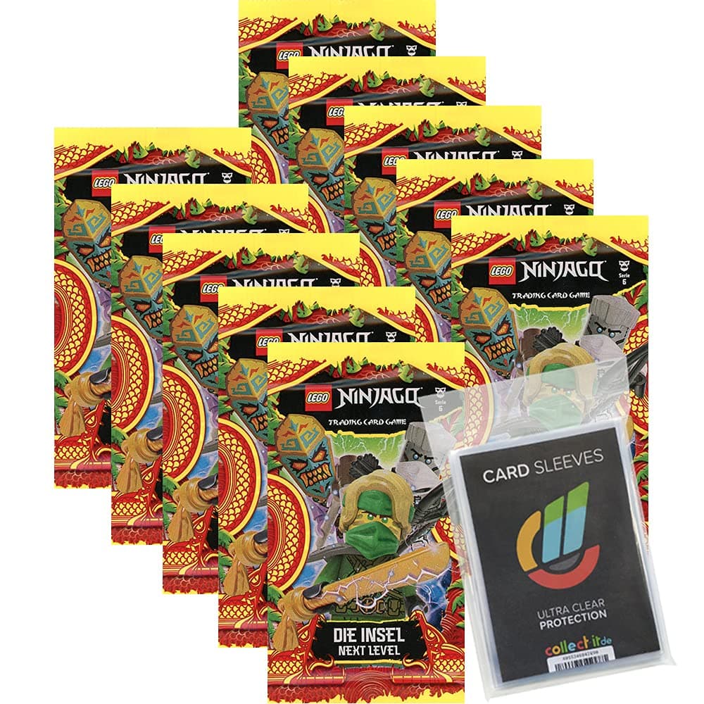 Lego Ninjago 6 Next Level Trading Cards - Bundle with 10 Booster + Collect-it Sleeves - German