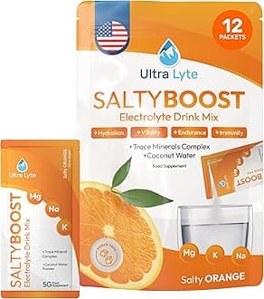 Ultra Lyte SaltyBoost Drink Mix - 12 Sachets - Sugar-Free Salty Orange Electr...