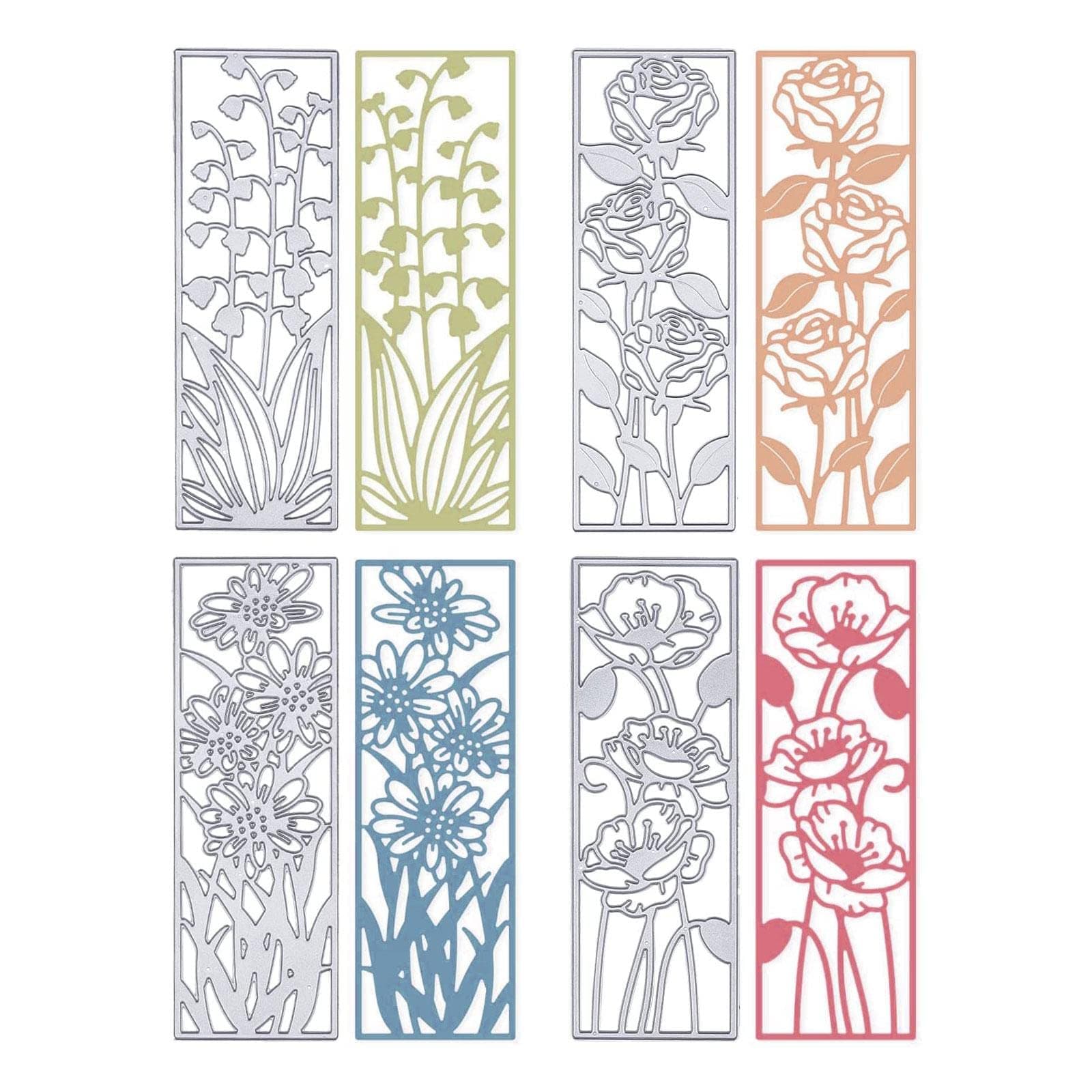 – 4 Pcs Flower Frame Cutting Dies Metal Assorted Flower Background Die Cuts Embossing Stencils Template for Scrapbook Album Paper Card Decor