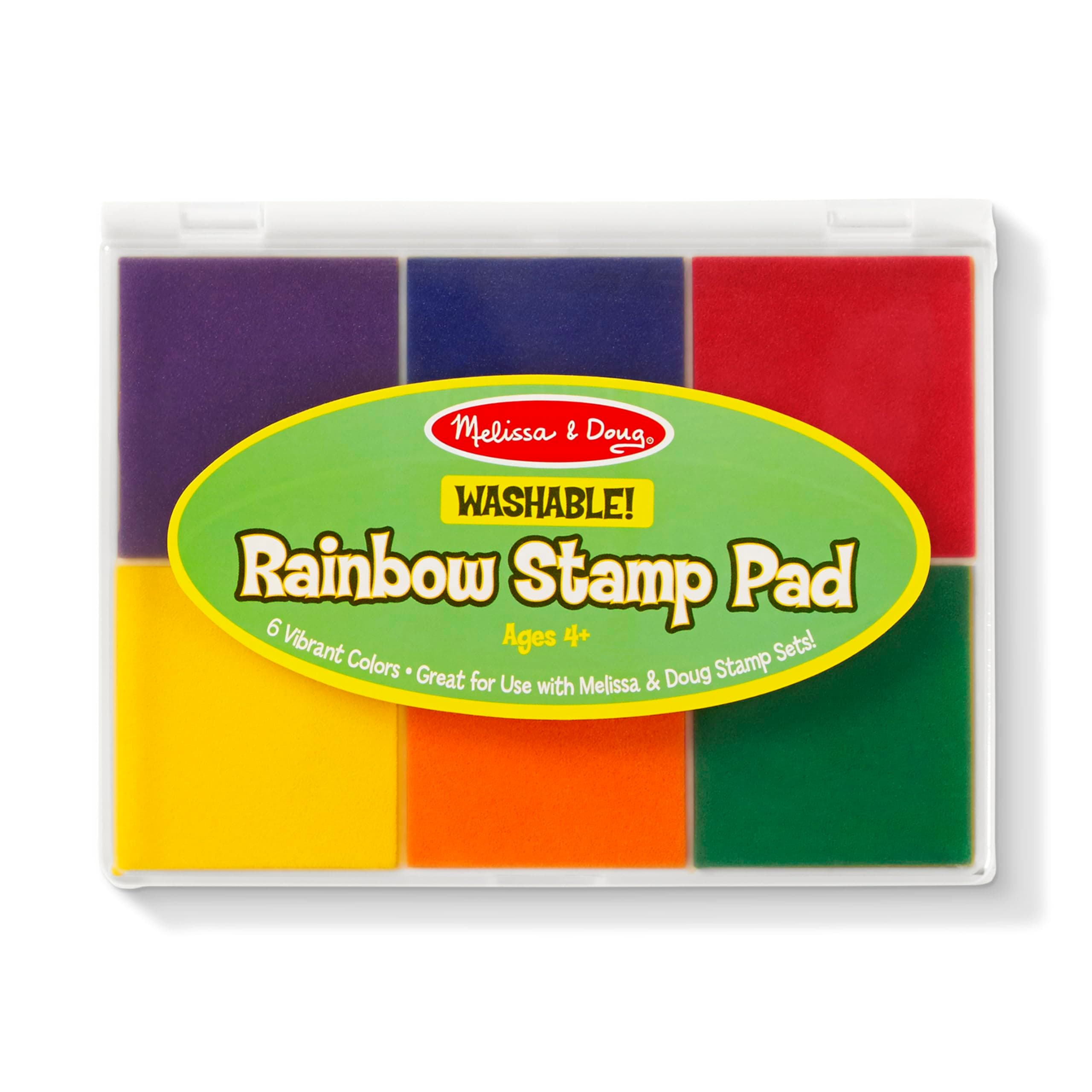 Rainbow Stamp Pad - 6 Washable Inks Washable Stamp Pads for Rubber Stamps, Arts and Crafts Supplies for Kids Ages 4+