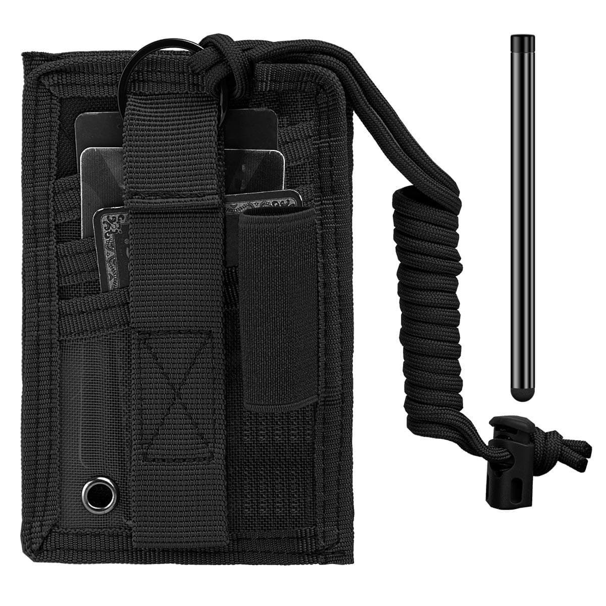 IronSeals Tactical ID Card Holder Hook & Loop Patch Badge Holder Detachable Quick Rip-Away Badge Holder with Key Ring and Adjustable Neck Lanyard