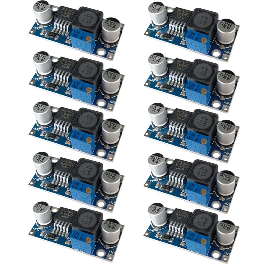 10Pcs Premium XL6009 DC to DC Boost Converter Module, 3～32V to 5～35V Step-Up Voltage Regulator, 4A Adjustable Power Supply Step-Up Module