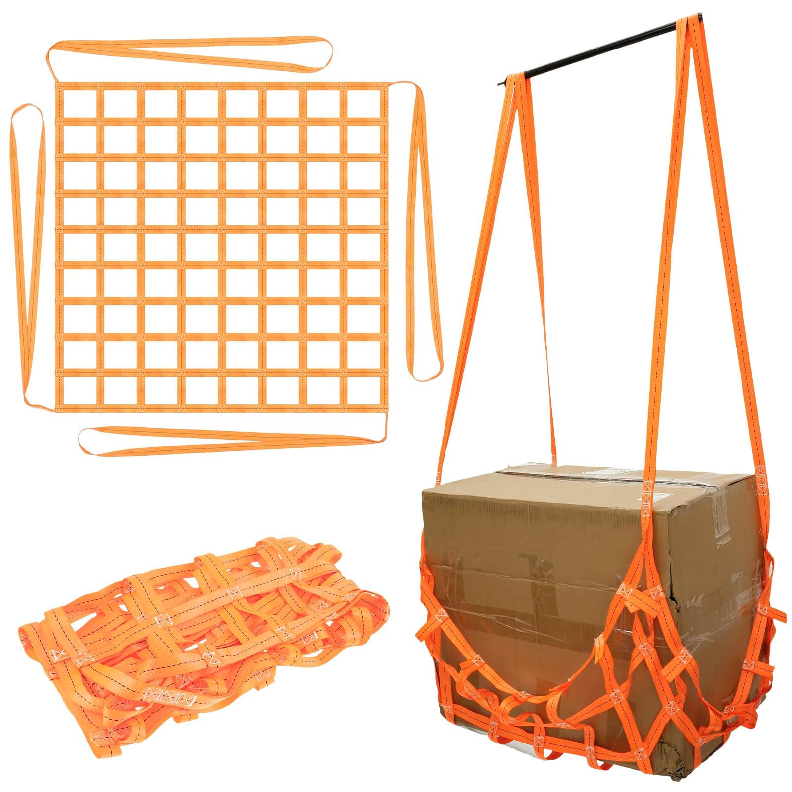 Foribyw Cargo Hoisting Nets 1Mx1M Polyester Safety Hoisting Net 300 KG High Load Capacity Cargo Hanging Net Square Mesh Handling Hoisting Straps for Loading and Unloading Cargo