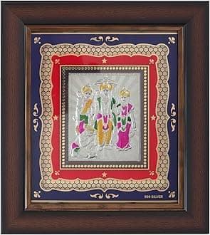 SHIJPIK 999 Pure Silver 12x11 inch Ram Darbar Frame for Decor, God Frame in Silver, Perfect for Gifting or Storing in the Pooja Room, Office, or Home