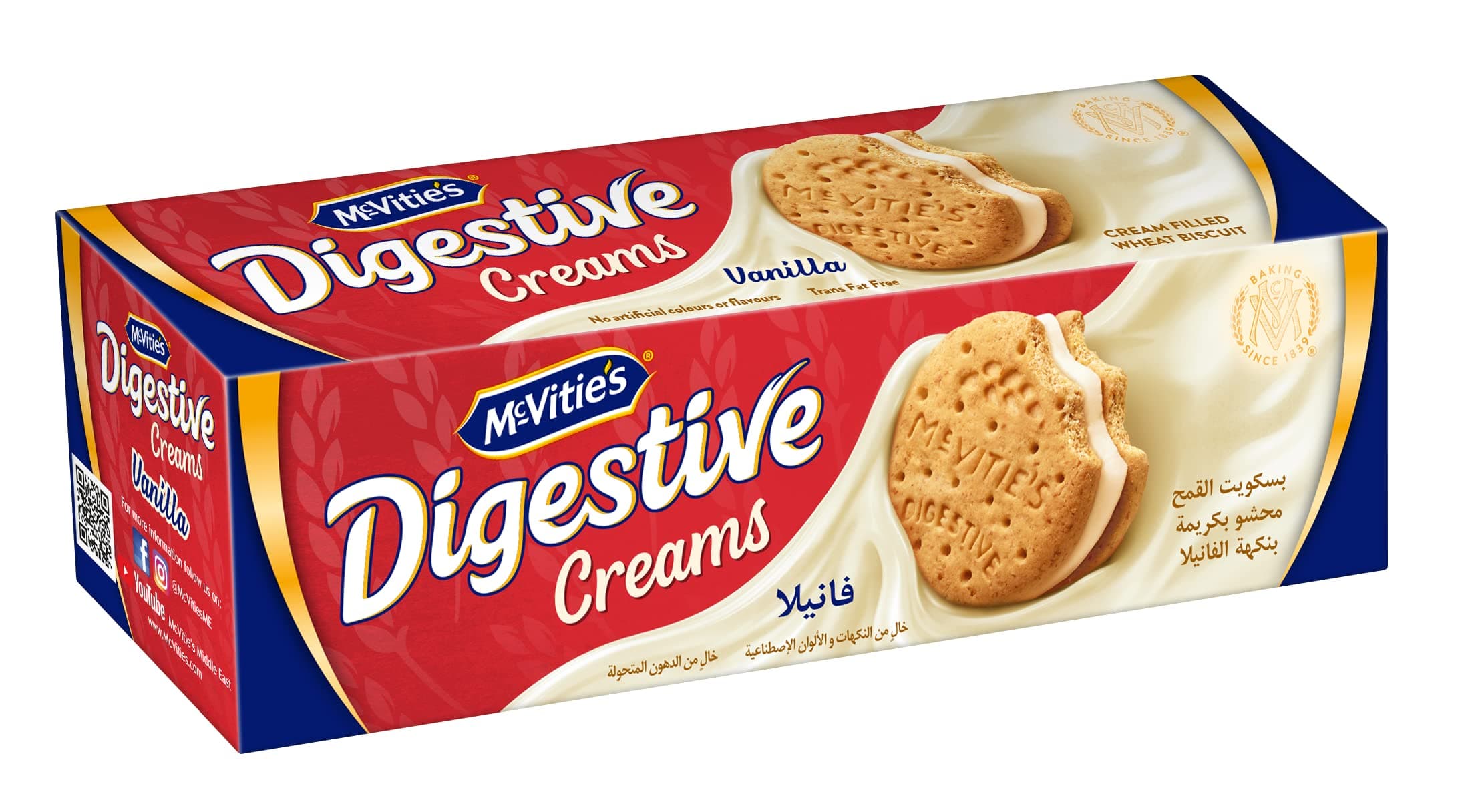 McVities Digestive Ceam Biscuits Vanilla Flavour (Pack of 2), 100g