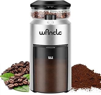 WancleElectric Burr Coffee Grinder - Adjustable with 28 Precise Grind Settings for 12 Cups - Professional Coffee Bean Grinder (Plastic, Silver)