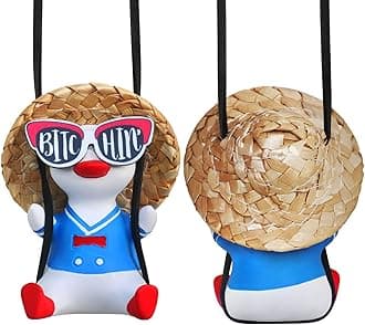 Cool Swinging Duck Car Hanging Ornament Cute Auto Decor Rear View Mirror Accessories Interior for Women Men Teens Truck Rearview Christmas Tree Decorations Things Car Charms Funny Gifts for Boys Girls