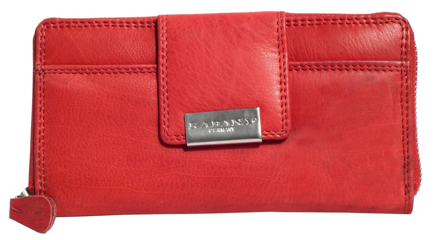 Red Zip-around Genuine Leather Wallet Kabana