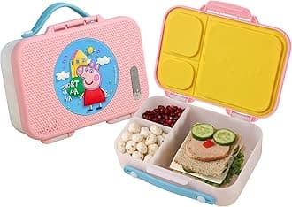 rabitat Munchbee Peppa Pig Bento Lunch Box | 1+1 Year Brand Warranty | Tiffin Box for School | Lunch Box for Kids Boys & Girls | BPA Free, Leakproof & Durable Bento Design | 1000ml | Sweet Home