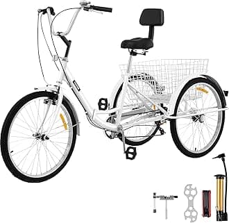 Tricycle Adult 26’’ 3 Wheel Bikes for Adults Three Wheel Bike for Adults Adult Trike Adult Folding Tricycle Foldable Adult Tricycle 3 Wheel Bike Trike for Adults