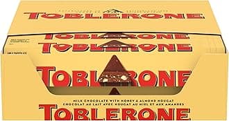 TOBLERONE Milk Chocolate Bar with Honey and Almond Nougat, Valentines Day Chocolate Candy, 20 - 3.52 oz Bars