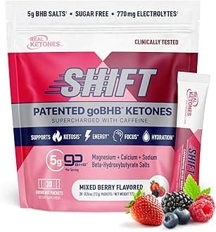 Real Ketones BHB Exogenous Ketones Drink Mix Packets Keto Electrolytes Powder Packets No Sugar with 4 Main Fasting Electrolytes Plus Hydrating Patented Keto BHB - 30 Count Mixed Berry Caffeine