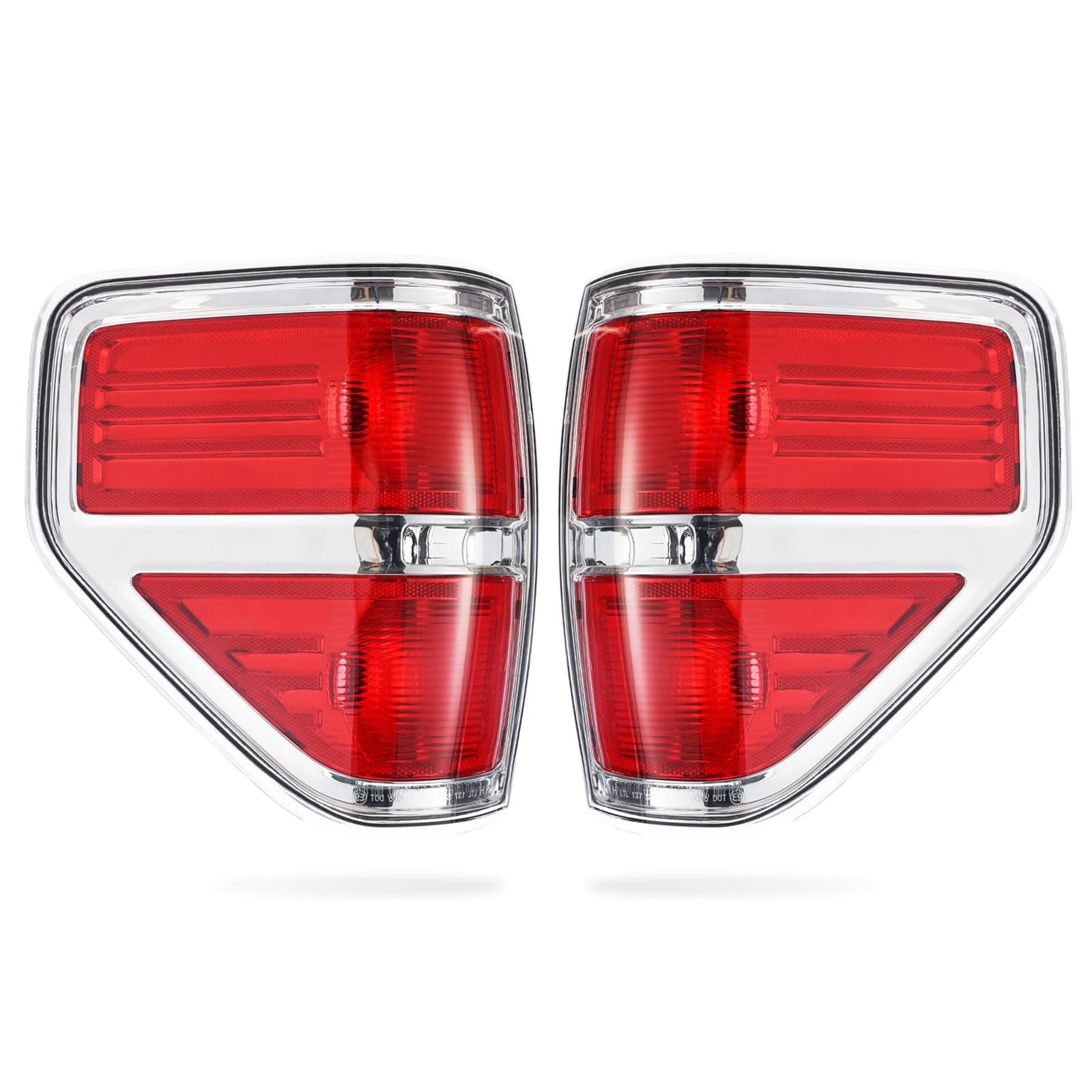 Boine F150 Tail Light Compatible With 2009 2010 2011 2012 2013 2014 Ford F150 F-150 Pickup Driver and Passenger Side Rear Tail Light Lamp Housing - Chrome trim