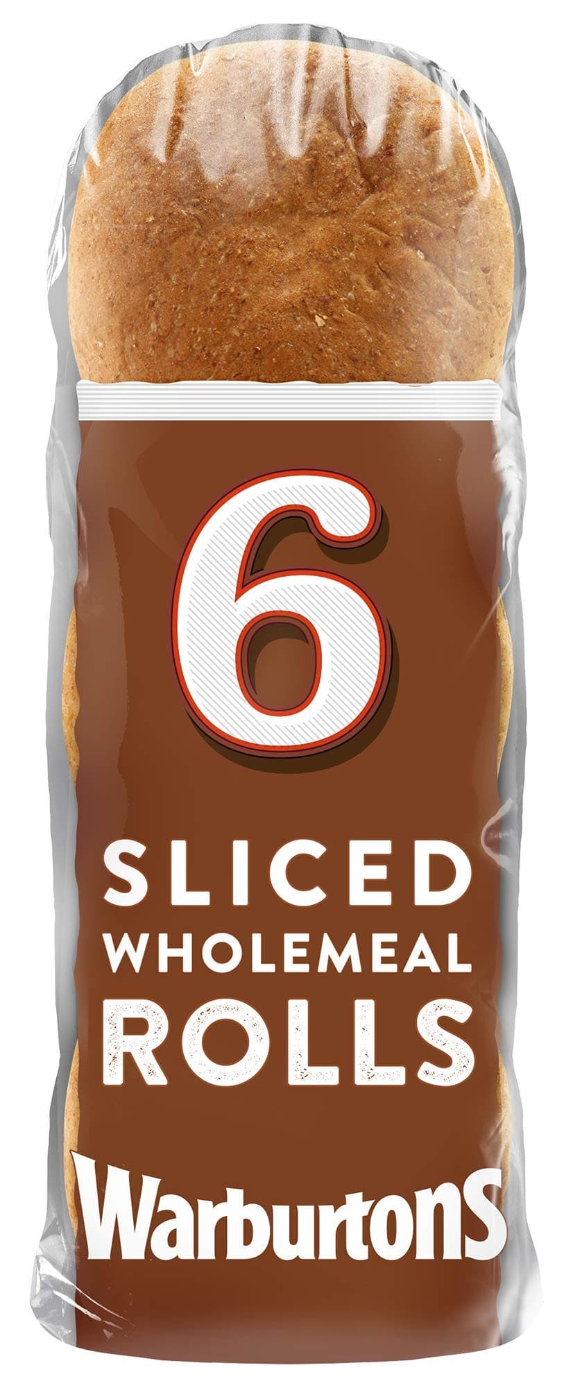 Warburtons 6 Sliced Wholemeal Rolls, 336g
