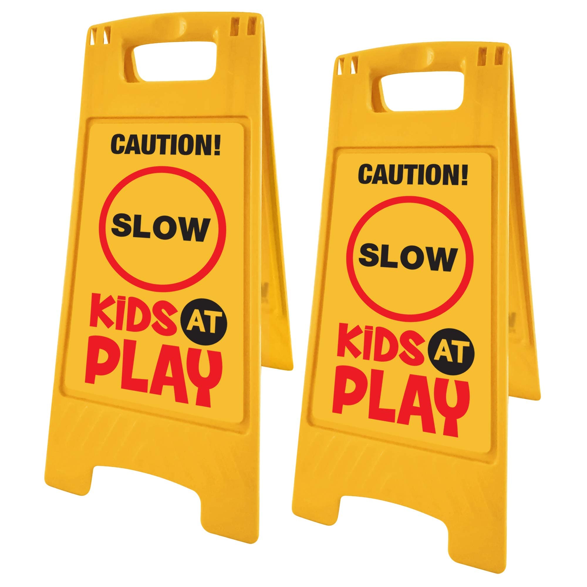 Essentially yours 2 pack caution! slow, kids at play | high vis yellow double sided street safety sign