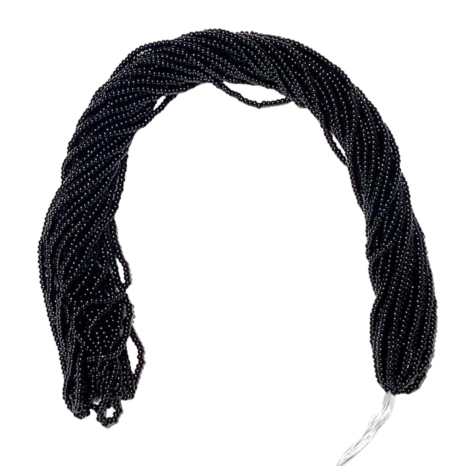 Czech 11/0 Glass Seed Beads - 12 String Hanks, Jet Black Color (Jet Black)