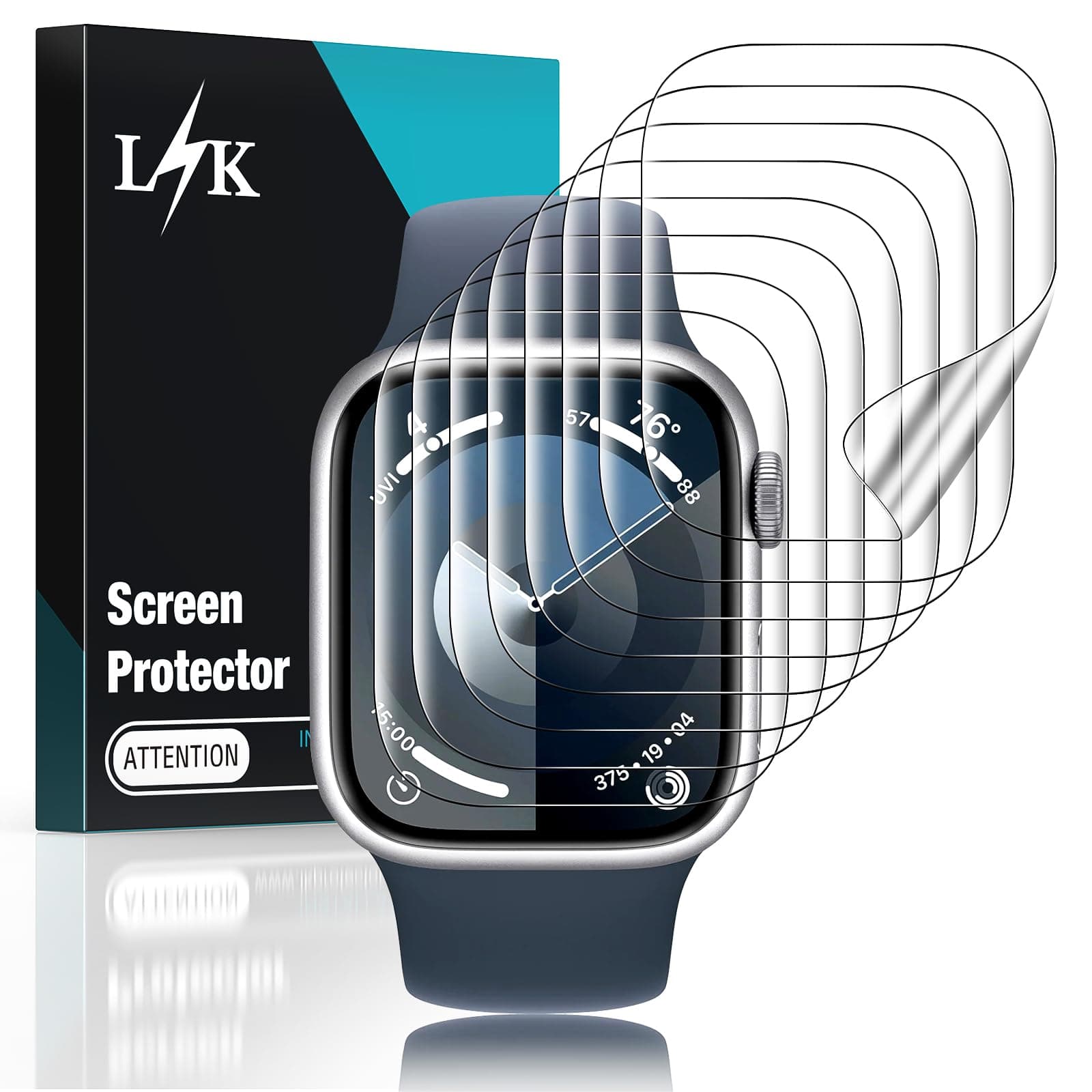 L K [8 pack] LϟK Designed for Apple Watch Series 8/7 Screen Protector 45mm- [Anti-Scratch+Self-Healing+Ultra-Thin+Bubble Free] HD TPU Flexible Film for iWatch 45mm 2023
