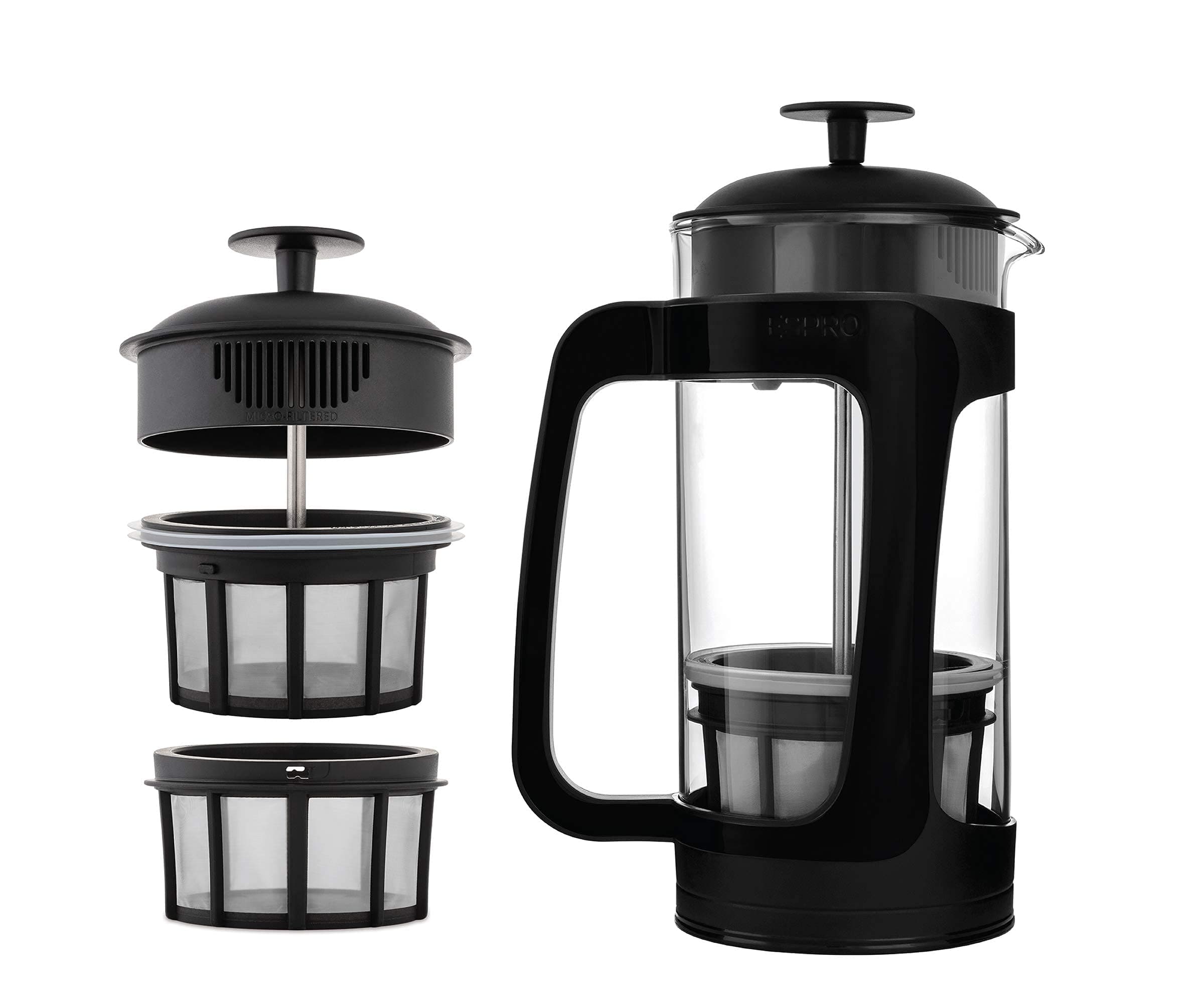 ESPRO - P3 French Press - Double Micro-Filtered Coffee and Tea Maker, Grit-Free and Bitterness-Free Brews, Ideal for Loose Tea and Coffee Grounds - (Black, 32 Oz)