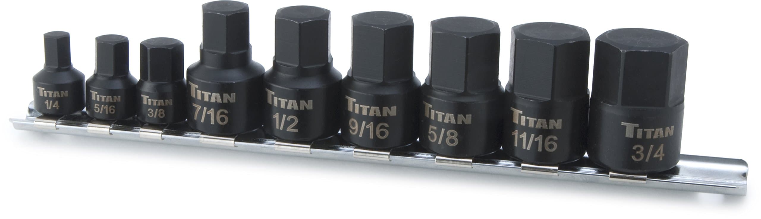 Titan 16140 9-Piece Low Profile Impact SAE Hex Bit Socket Set