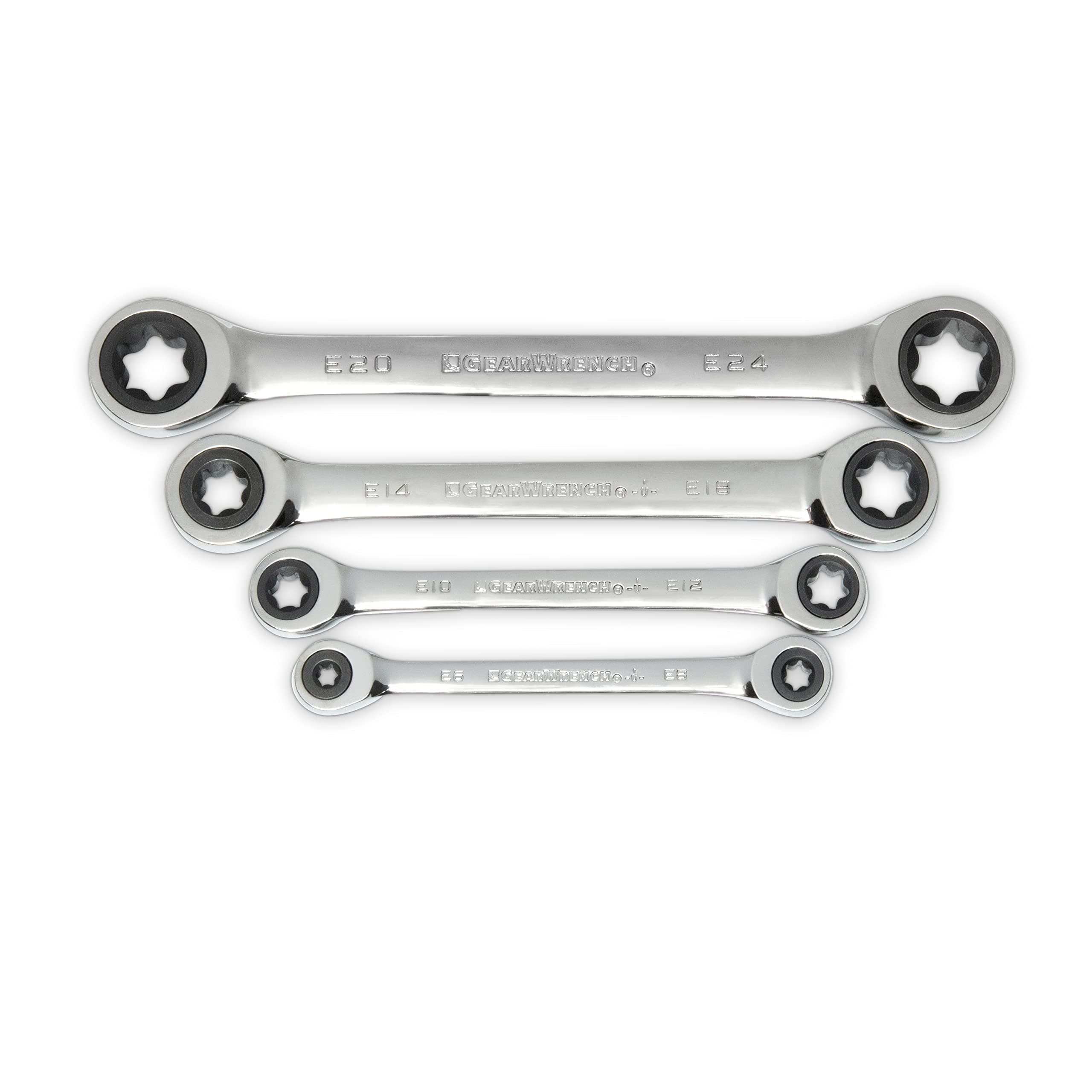 GearWrench 4 Pc. Double Box Ratcheting E-Torx Wrench Set - 9224D,Silver