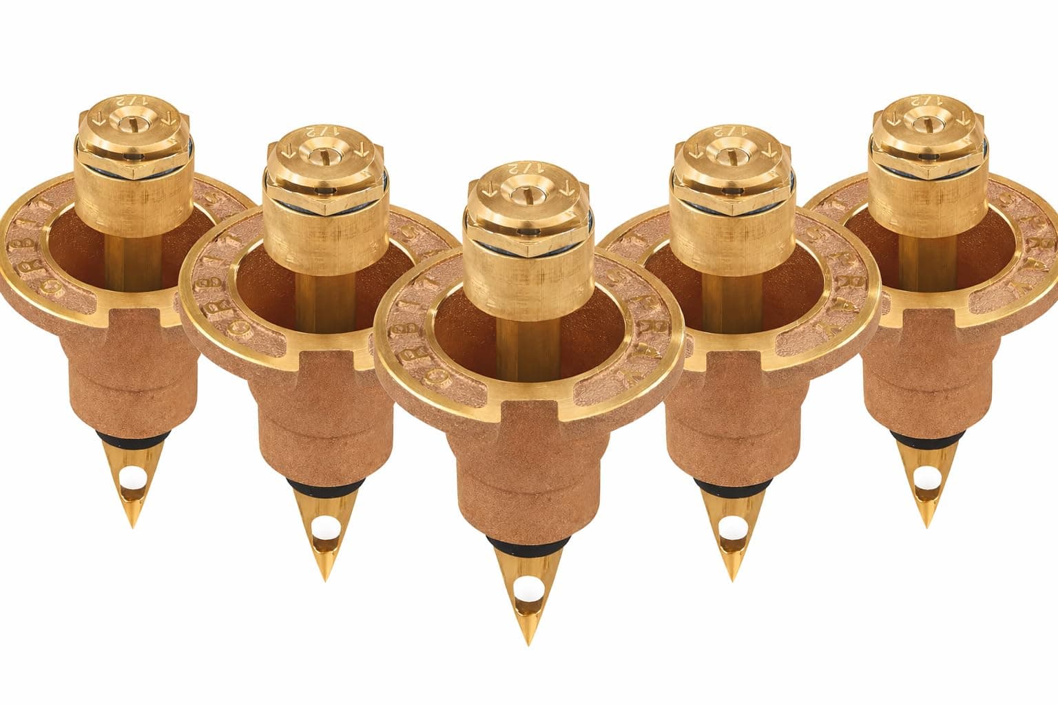 5-Pack Orbit 54071 Brass Pop-Up Flush Head Sprinkler with Half Pattern Spray Nozzle - Brass Pop-Up Sprinklers for Half Pattern Spray