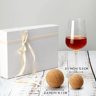 Shappy 2 Pieces Wine Cork Ball Wooden Cork Ball Stopper for Wine Carafe Decanter Bottle Replacement, 2.4 Inch/ 2 Inch