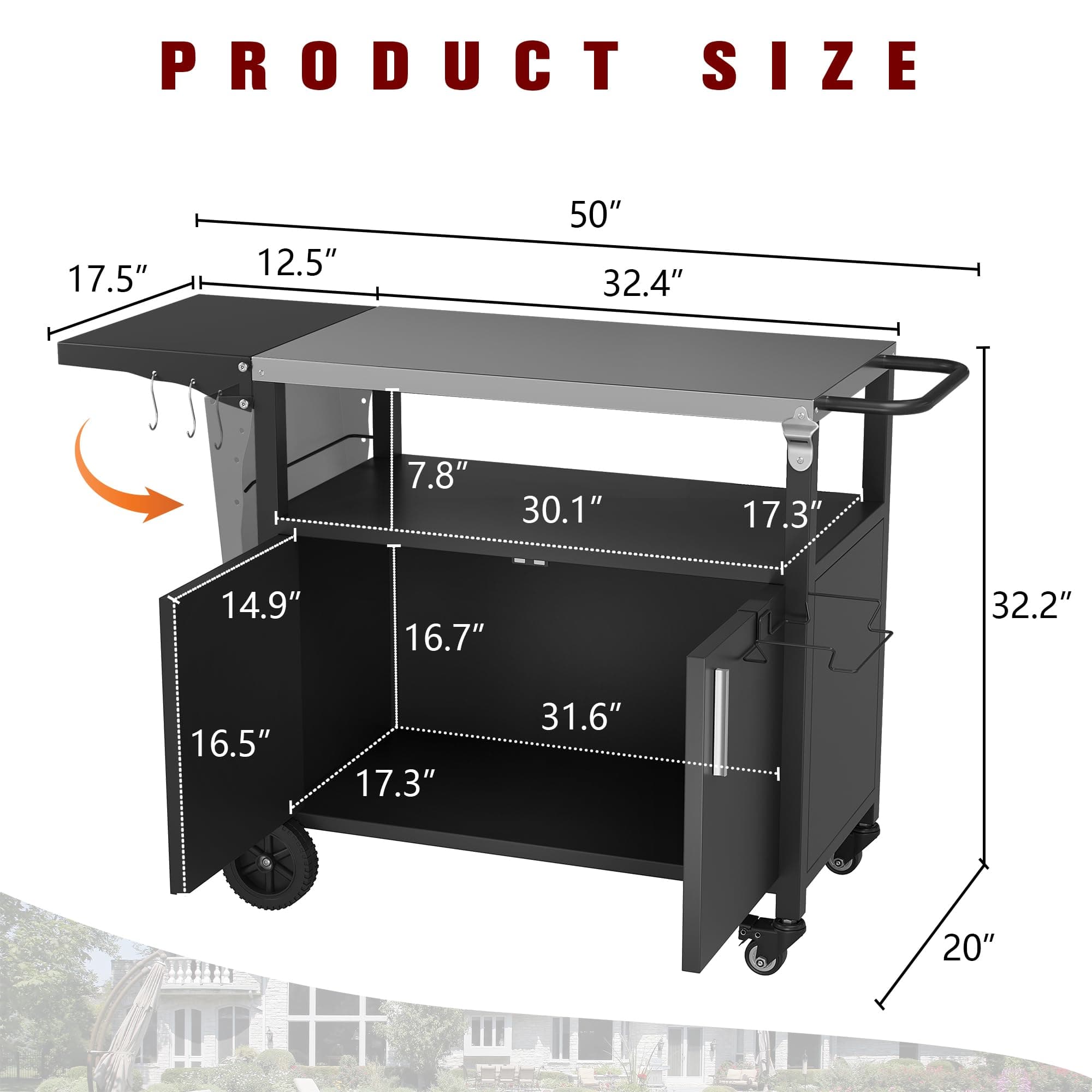Vongrasig Grill Cart with Storage