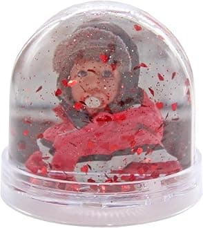 Snow Globe, Photo Frame Glitter Globe Ornament Dome holds 2 x 62 x 70 mm photos, Clear Base, Glitter Heart (Red) - Ideal Personalised Gifts, Father's Day Presents