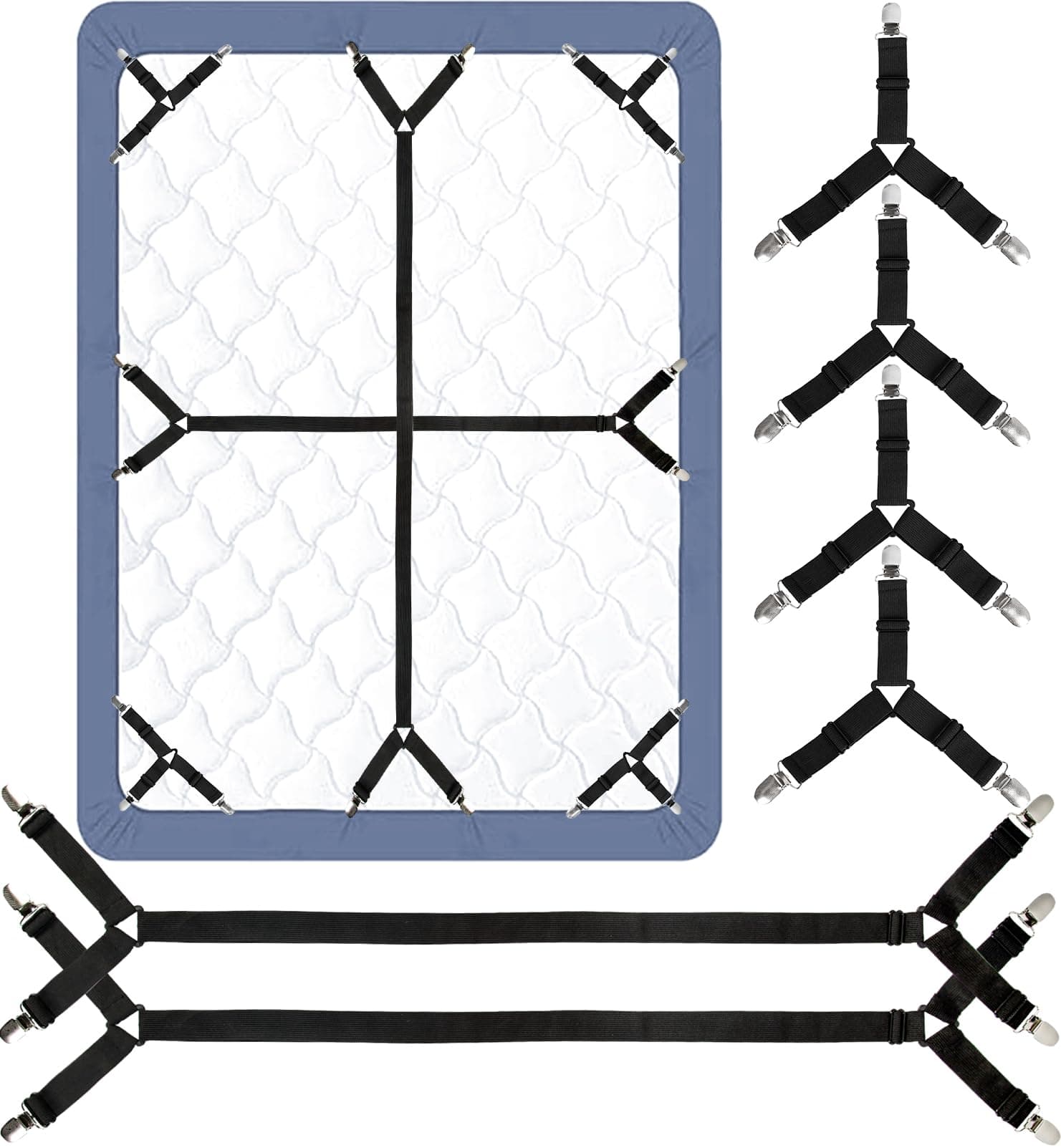 Bed Sheet Straps, 6 Pack Fitted Bed Sheet Fasteners Clips