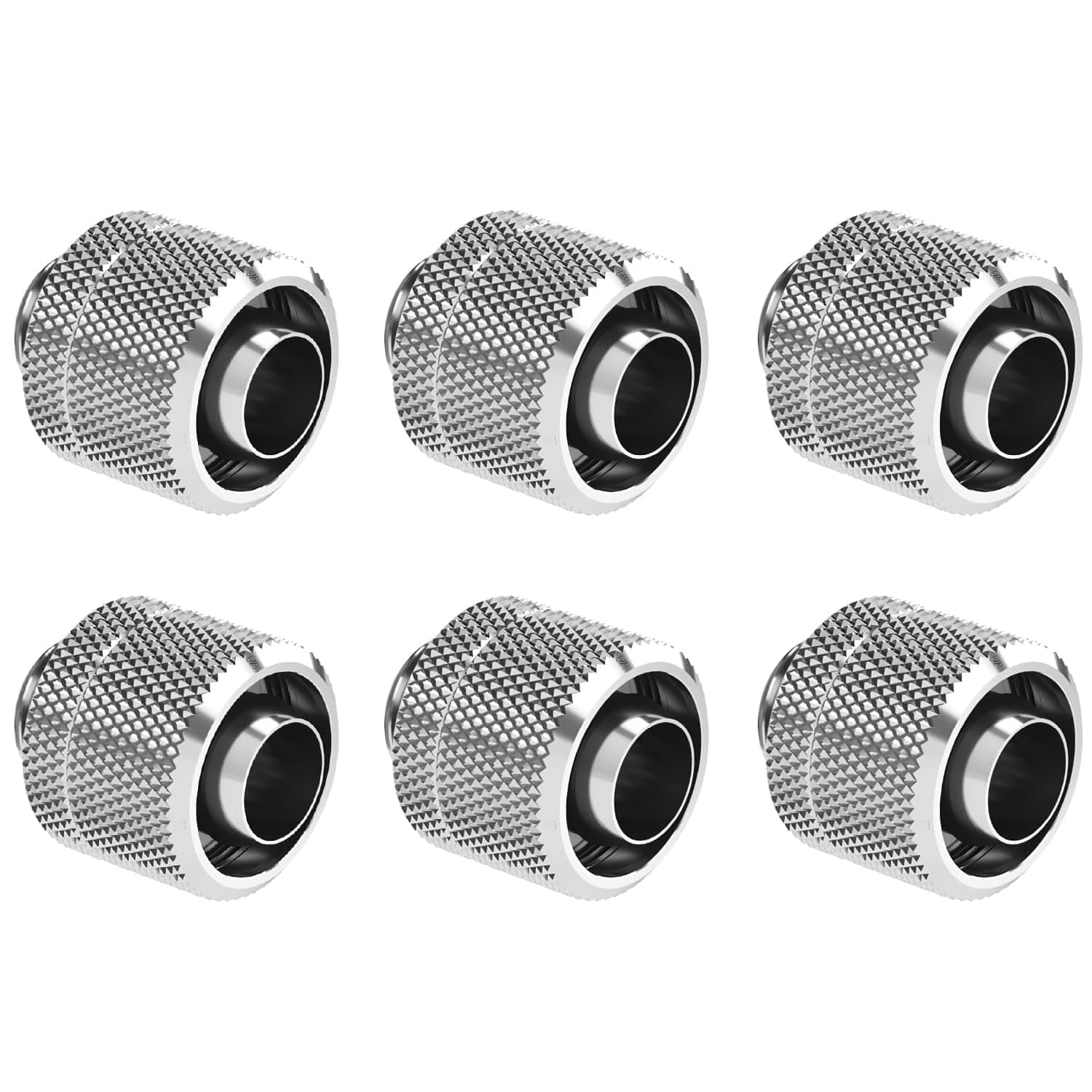 dracaena.io 6 Pack G1/4" Thread to 3/8" ID, 5/8" OD Compression Fitting for Soft Tubing, Soft Tube Connectors for Computer Water Cooling System,Silver